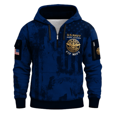 US Navy Naval Aviation 250th Years All-over Quater Zip Hoodie of Service
