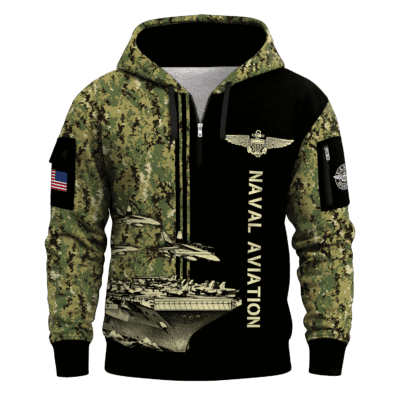 US Navy Naval Aviation 250th Years All-over Quater Zip Hoodie of Service