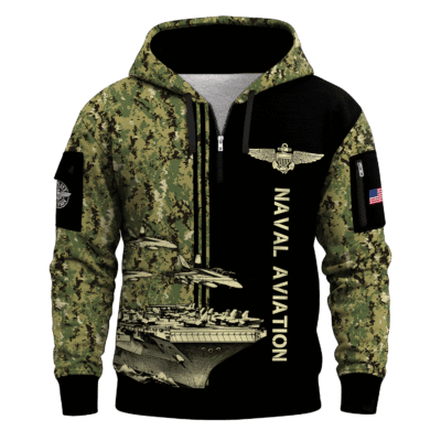 US NAVY 250th Years Of Service All-over Quater Zip Hoodie