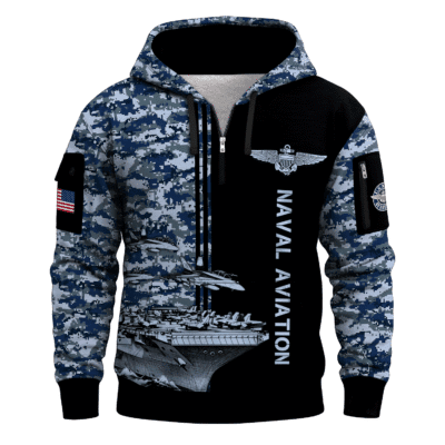 US Navy Naval Aviation 250th Years All-over Quater Zip Hoodie of Service