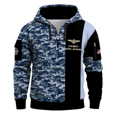 US NAVY 250th Years Of Service All-over Quater Zip Hoodie