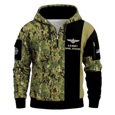 US NAVY 250th Years Of Service All-over Quater Zip Hoodie