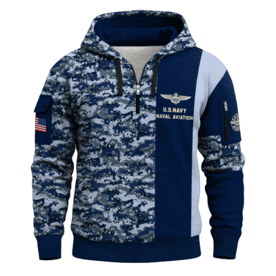 US Navy Naval Aviation 250th Years All-over Quater Zip Hoodie of Service