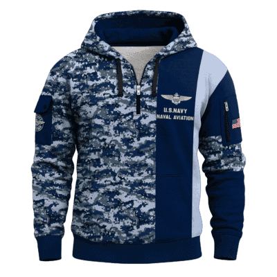 US NAVY 250th Years Of Service All-over Quater Zip Hoodie