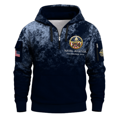 US Navy Naval Aviation 250th Years All-over Quater Zip Hoodie of Service