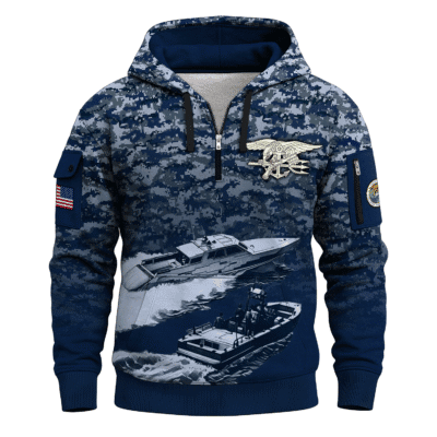 US Navy Naval Special Warfare 250th Years All-over Quater Zip Hoodie of Service