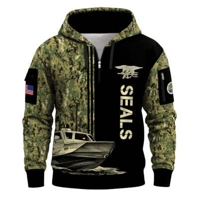 US Navy Naval Special Warfare 250th Years All-over Quater Zip Hoodie of Service