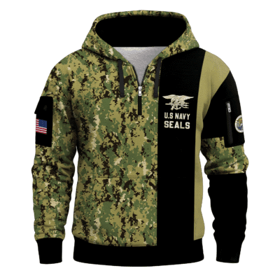 US Navy Naval Special Warfare 250th Years All-over Quater Zip Hoodie of Service