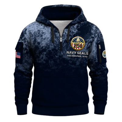 US Navy Naval Special Warfare 250th Years All-over Quater Zip Hoodie of Service