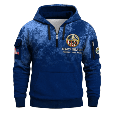 US Navy Naval Special Warfare 250th Years All-over Quater Zip Hoodie of Service