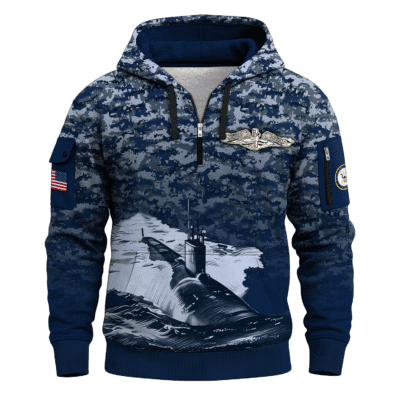 US Navy Submarine 250th Years All-over Quater Zip Hoodie of Service