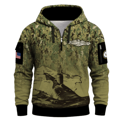 US Navy Submarine 250th Years All-over Quater Zip Hoodie of Service