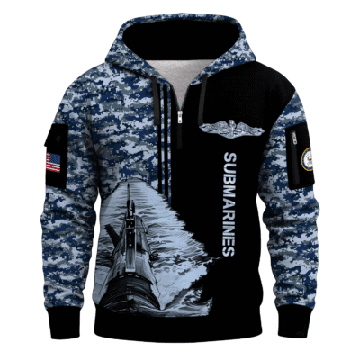US Navy Submarine 250th Years All-over Quater Zip Hoodie of Service
