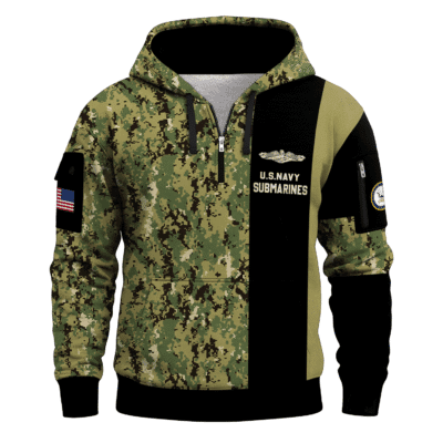 US Navy Submarine 250th Years All-over Quater Zip Hoodie of Service