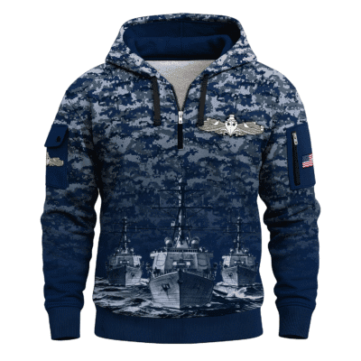 US NAVY 250th Years Of Service All-over Quater Zip Hoodie
