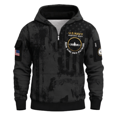US Navy Surface Warfare 250th Years All-over Quater Zip Hoodie of Service
