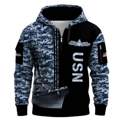 US NAVY 250th Years Of Service All-over Quater Zip Hoodie
