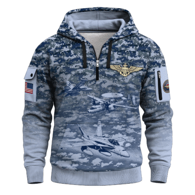 US Navy Navair 250th Years All-over Quater Zip Hoodie of Service