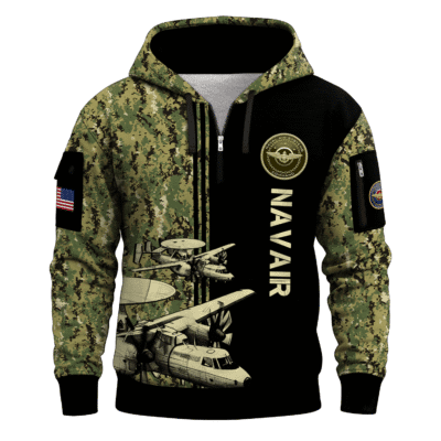 US Navy Navair 250th Years All-over Quater Zip Hoodie of Service