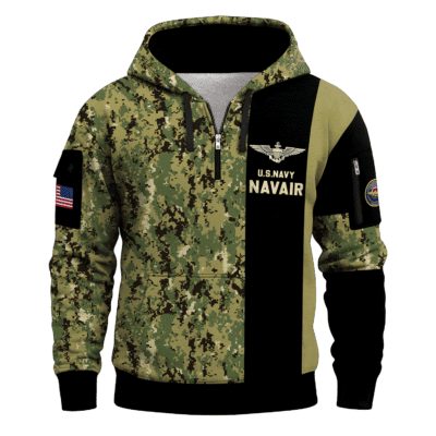 US Navy Navair 250th Years All-over Quater Zip Hoodie of Service