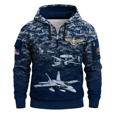 US Navy Navair 250th Years All-over Quater Zip Hoodie of Service