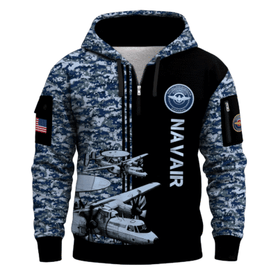 US Navy Navair 250th Years All-over Quater Zip Hoodie of Service