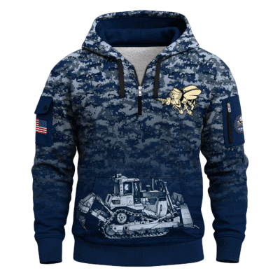 US Navy Seabees 250th Years All-over Quater Zip Hoodie of Service
