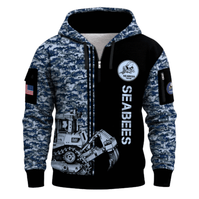 US Navy Seabees 250th Years All-over Quater Zip Hoodie of Service