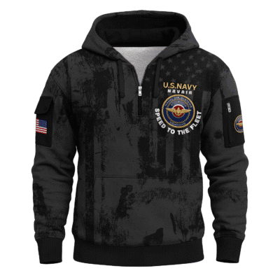US Navy Navair 250th Years All-over Quater Zip Hoodie of Service