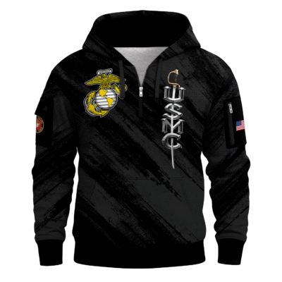 US MARINE All-over Quater Zip Hoodie