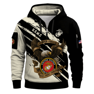 US MARINE All-over Quater Zip Hoodie