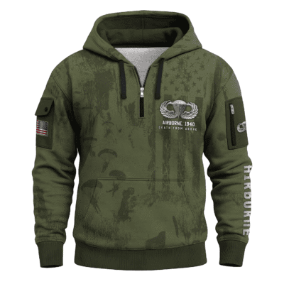 US ARMY AIRBORNE All-over Quater Zip Hoodie