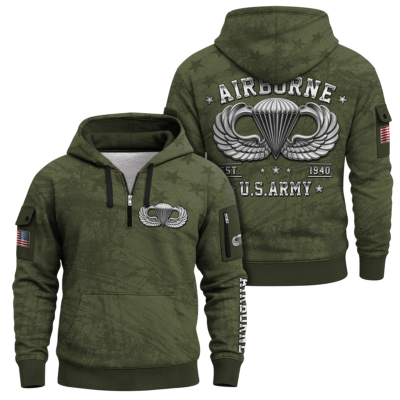 US ARMY AIRBORNE Quarter Zip Hoodie