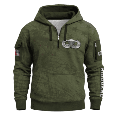 US ARMY AIRBORNE All-over Quater Zip Hoodie