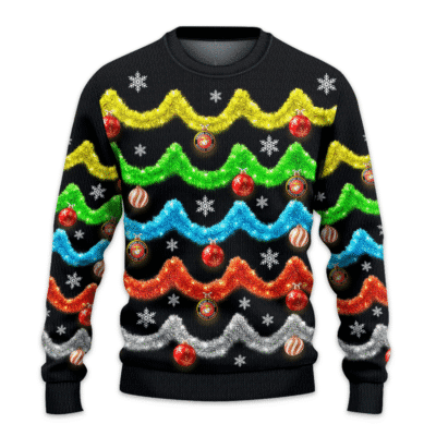 USMC Tinsel Garland Ugly Christmas All-over-print Sweater