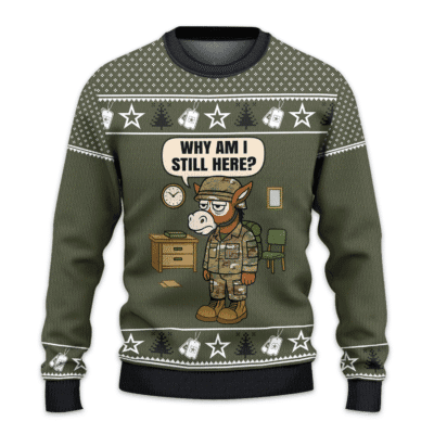 Staying Late US Army Ugly All-over-print Sweater