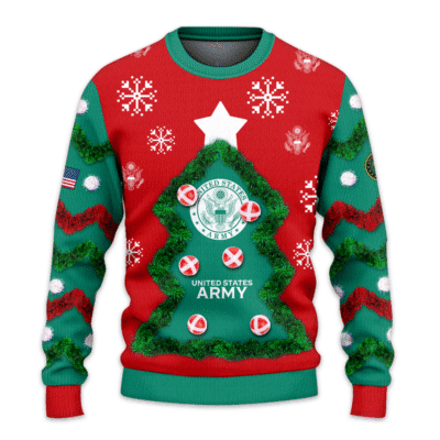 US ARMY Deck the Halls Game Ugly Christmas All-over-print Sweater