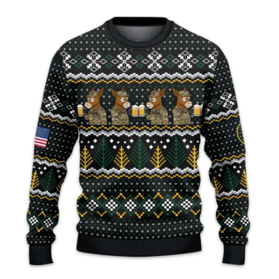 US ARMY Army Mule Drinking Beer Ugly Christmas All-over-print Sweater