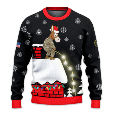 US ARMY Army Mule Leaky Roof Light Up Ugly Christmas All-over-print Sweater