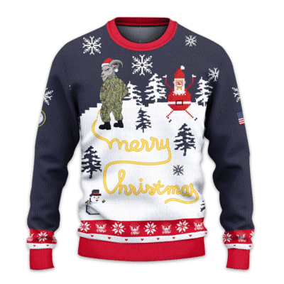 US NAVY Green Camo “Yellow Snow” Special Message Ugly All-over-print Sweater