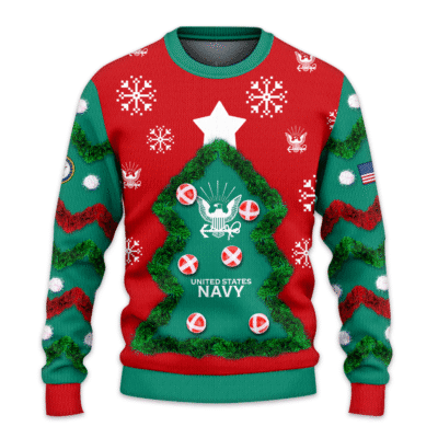 US NAVY Deck The Halls Game Ugly Christmas All-over-print Sweater