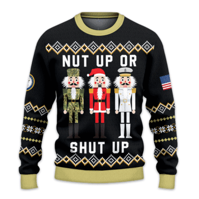 Nut Up Or Shut Up Us Navy All-over-print Sweater