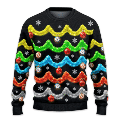US NAVY Tinsel Garland Ugly Christmas All-over-print Sweater
