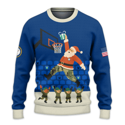 US NAVY Santa Basketball Slam Dunk All-over-print Sweater