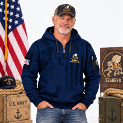 US Navy Seabees 250th Years of Service Quarter Zip Hoodie