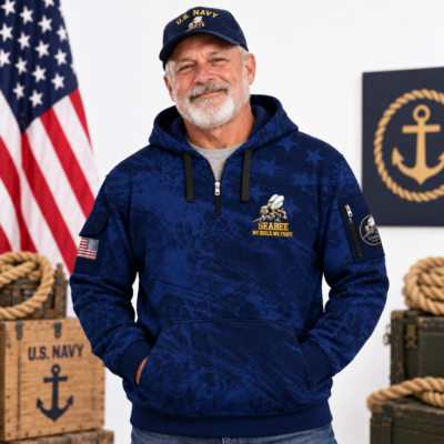 US Navy Seabees 250th Years of Service Quarter Zip Hoodie