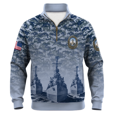 US Navy Tin Can Sailors Quarter Zip Sweatshirt