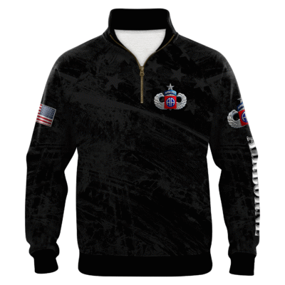 US Army AirBorne Senior Jump Wings All-over Quarter Zip Hoodie