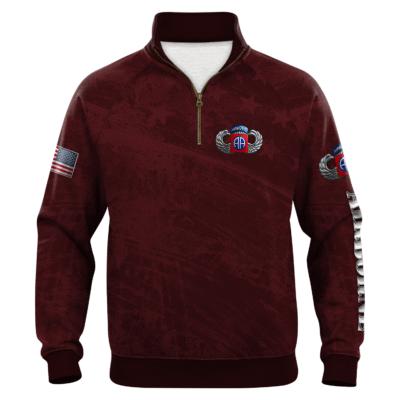 US Army AirBorne Basic Jump Wings All-over Quarter Zip Hoodie