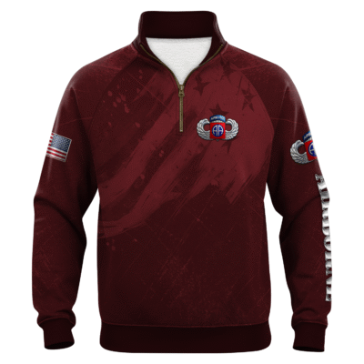 US Army AirBorne Basic Jump Wings All-over Quarter Zip Hoodie